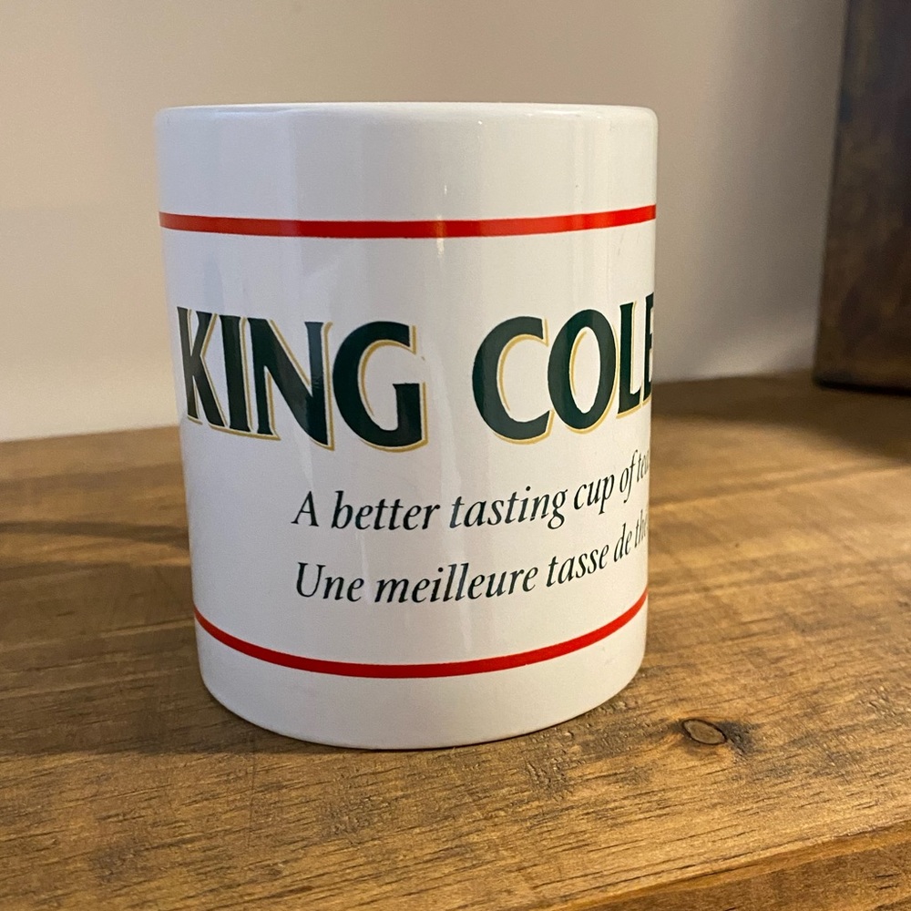 Vintage 80s King Cole Tea Promotional Ceramic Mug Bilingual Canadiana
